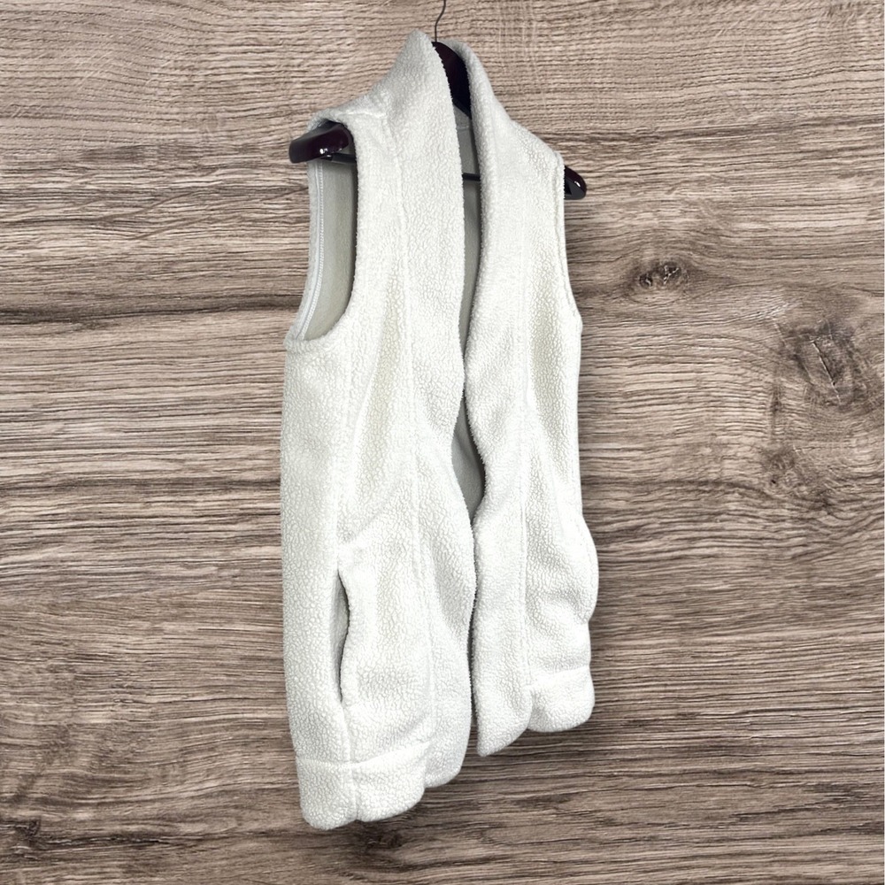 Vineyard Vines Open Front Fleece Vest Womens XS Ivory Oversize Long Length Shawl - Picture 4 of 9